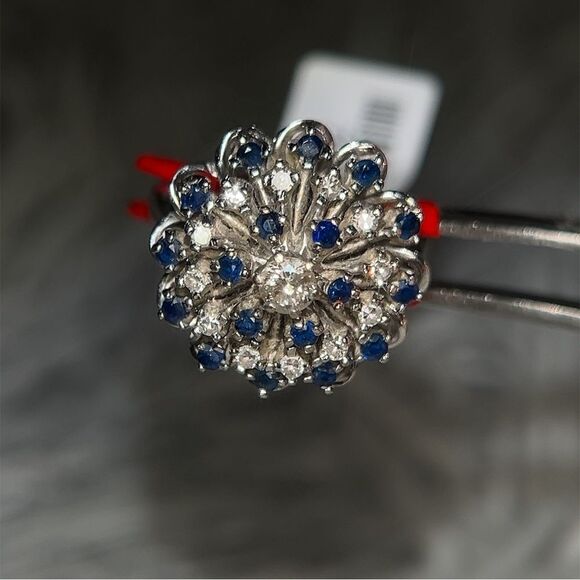 Stunning 14k Sapphires & Diamonds Vintage Ring - Picture 3 of 16